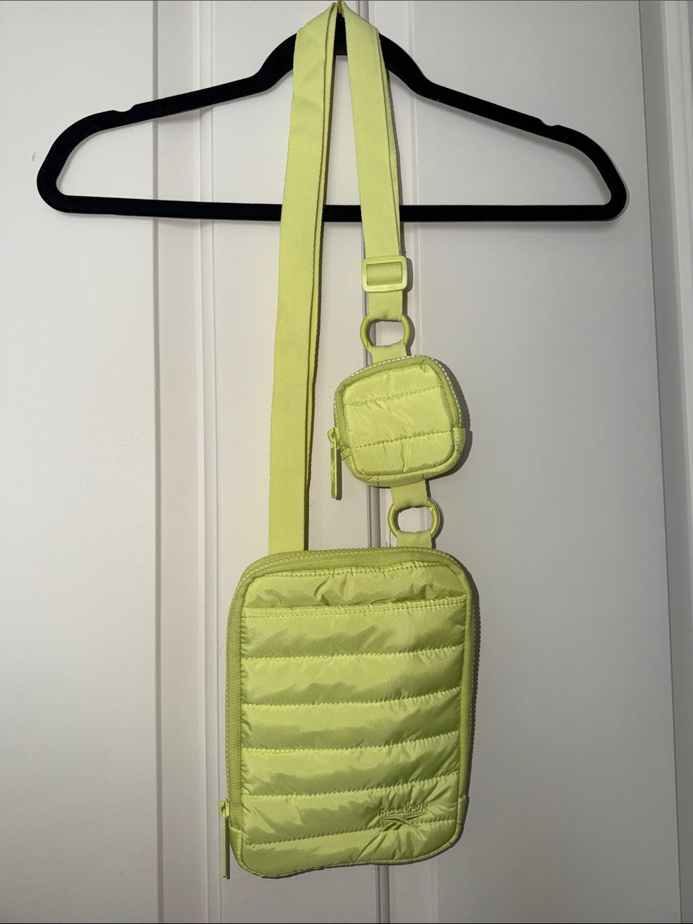 Reebok Neon Yellow Quilted Crossbody Phone Bag with Pouch